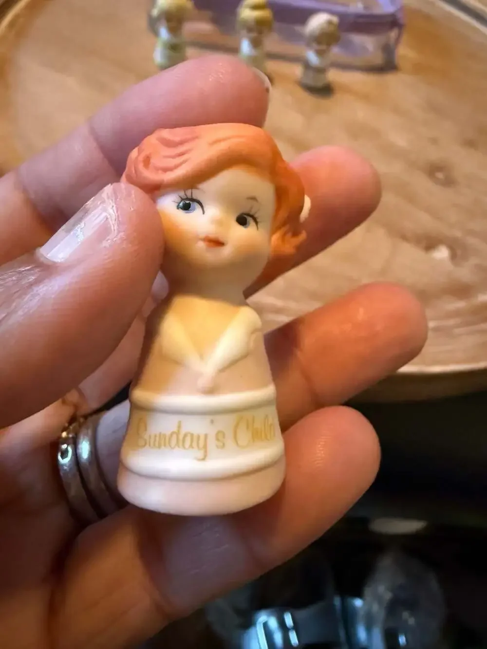 Enesco Days of the Week Porcelain Thimbles Set